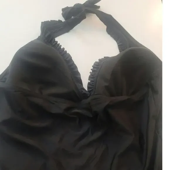 Womens Halter Swimsuit Top 3X Black - Picture 3 of 4